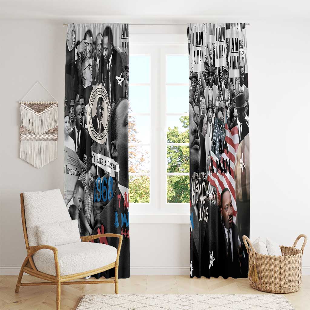 Martin Luther King Day Tribute Window Curtain Civil Rights Collage and Classic American Street Graffiti Colors - Wonder Print Shop