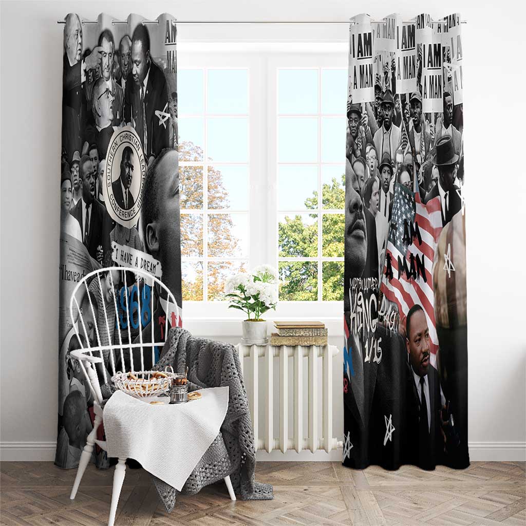 Martin Luther King Day Tribute Window Curtain Civil Rights Collage and Classic American Street Graffiti Colors - Wonder Print Shop