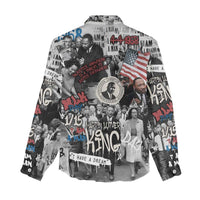 Martin Luther King Day Tribute Women Casual Shirt Civil Rights Collage and Classic American Street Graffiti Colors - Wonder Print Shop