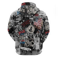 Martin Luther King Day Tribute Zip Hoodie Civil Rights Collage and Classic American Street Graffiti Colors - Wonder Print Shop