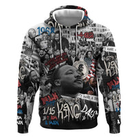Martin Luther King Day Tribute Zip Hoodie Civil Rights Collage and Classic American Street Graffiti Colors - Wonder Print Shop