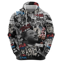 Martin Luther King Day Tribute Zip Hoodie Civil Rights Collage and Classic American Street Graffiti Colors - Wonder Print Shop