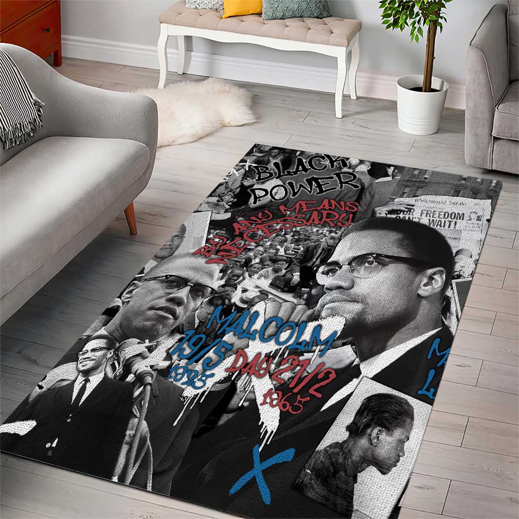 Malcolm X Area Rug Quotes Dates and Black History Activist Theme - Wonder Print Shop
