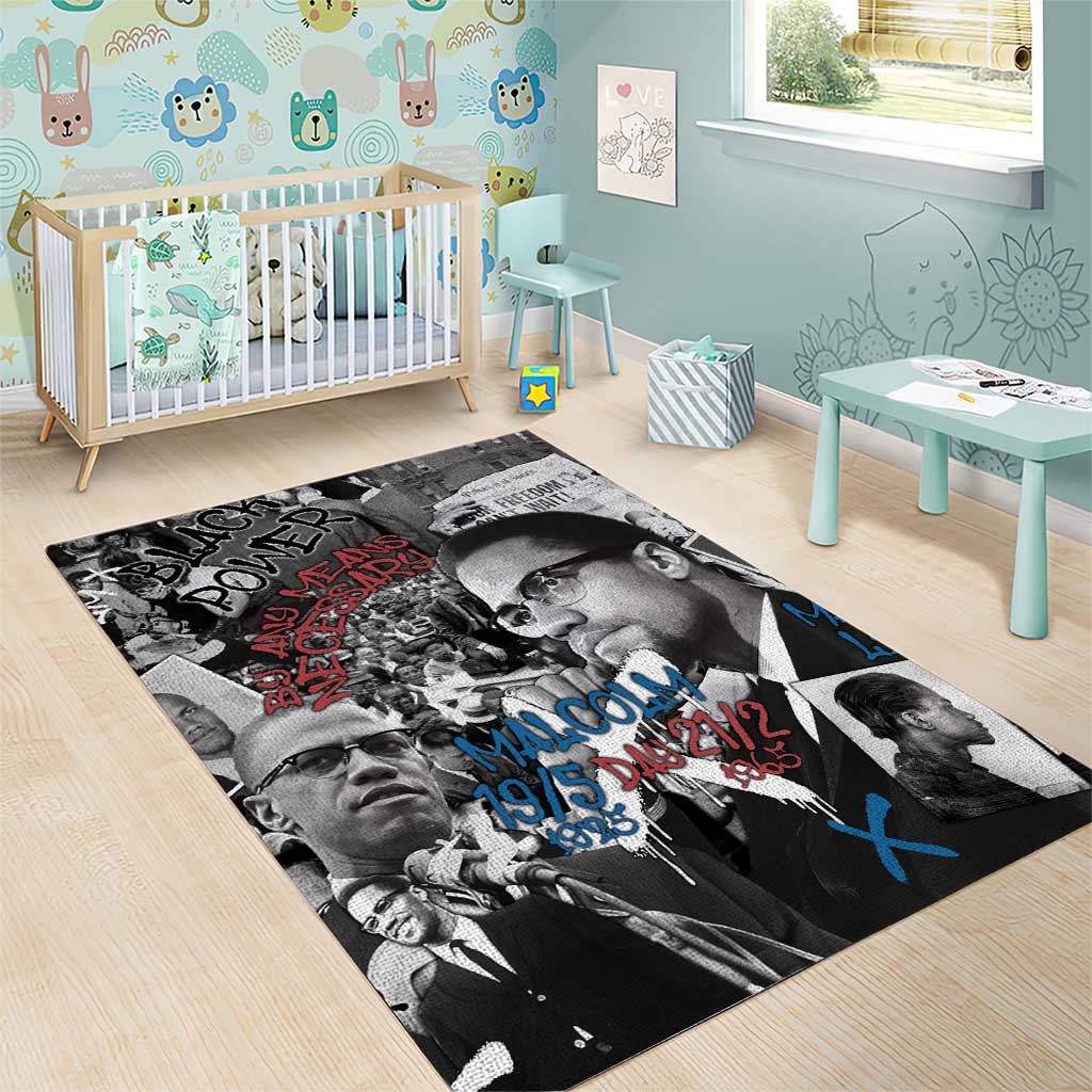 Malcolm X Area Rug Quotes Dates and Black History Activist Theme - Wonder Print Shop