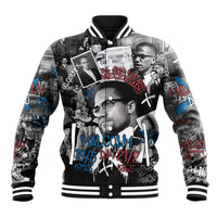 Malcolm X Baseball Jacket Quotes Dates and Black History Activist Theme - Wonder Print Shop