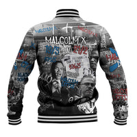 Malcolm X Baseball Jacket Quotes Dates and Black History Activist Theme - Wonder Print Shop