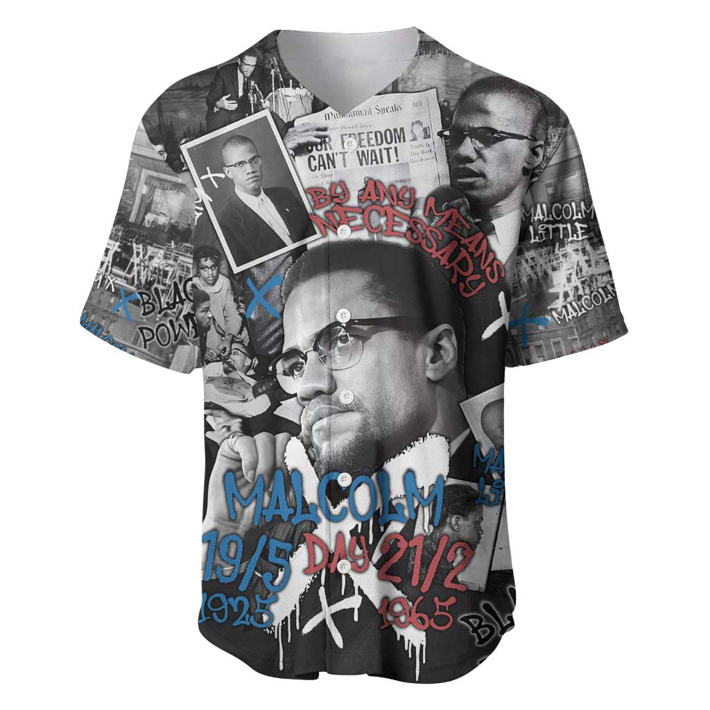 Malcolm X Baseball Jersey Quotes Dates and Black History Activist Theme - Wonder Print Shop