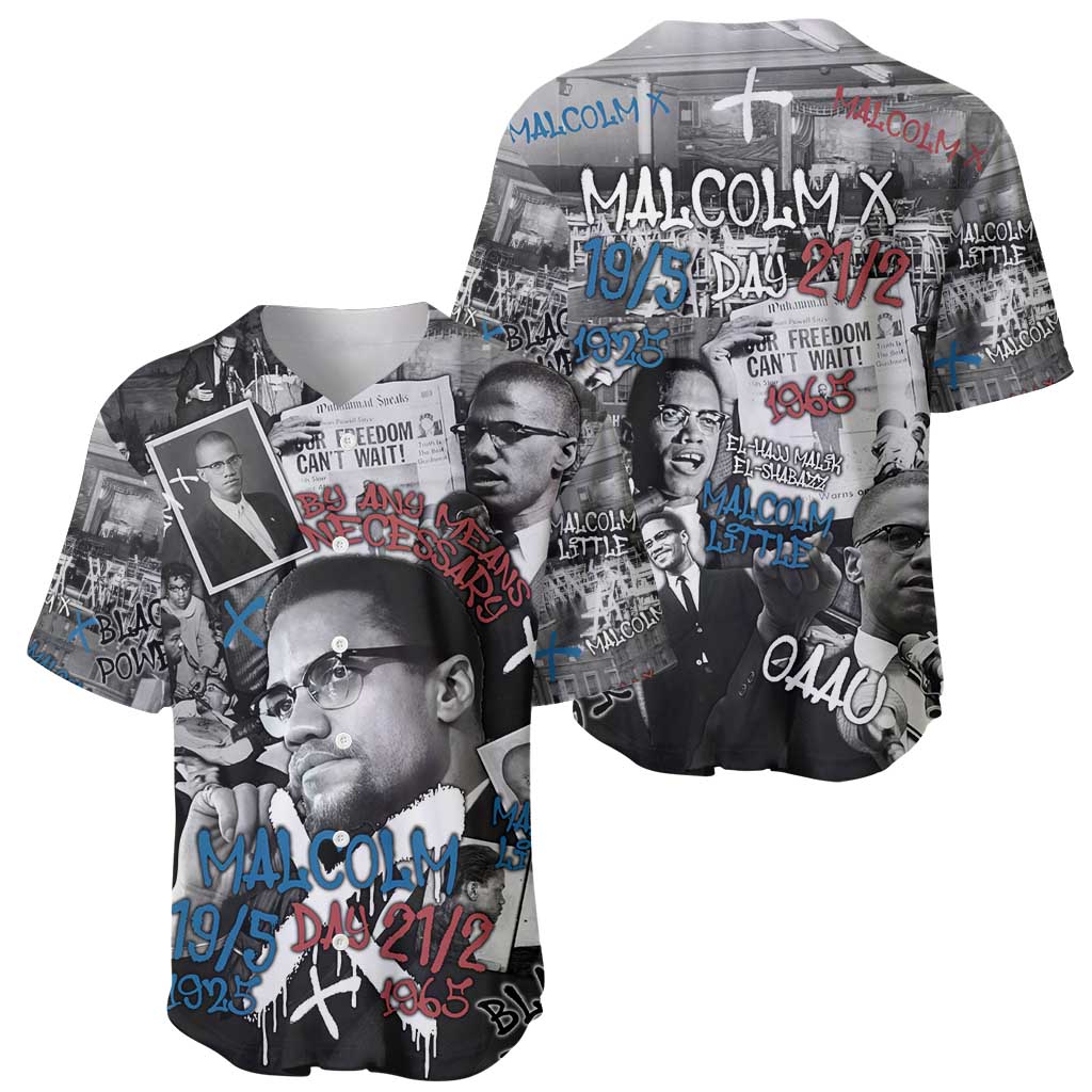 Malcolm X Baseball Jersey Quotes Dates and Black History Activist Theme - Wonder Print Shop
