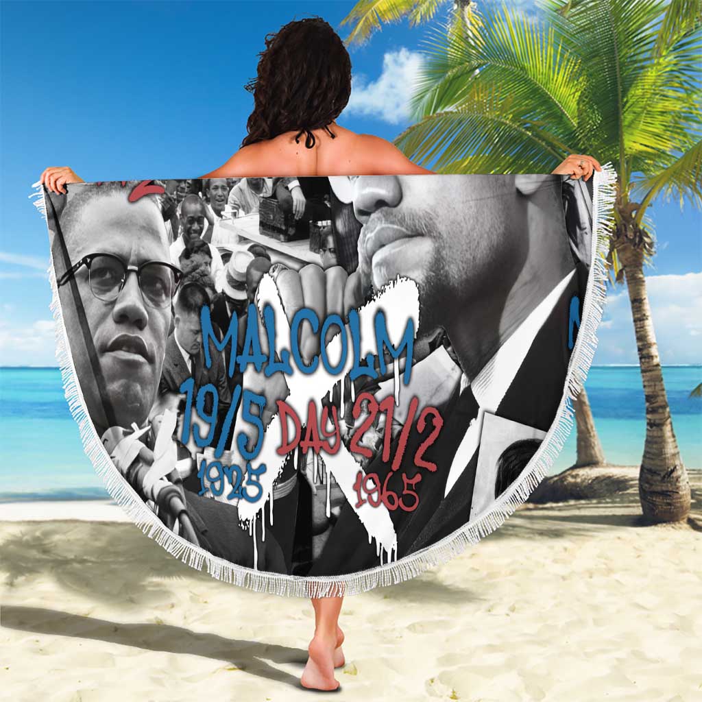 Malcolm X Beach Blanket Quotes Dates and Black History Activist Theme - Wonder Print Shop