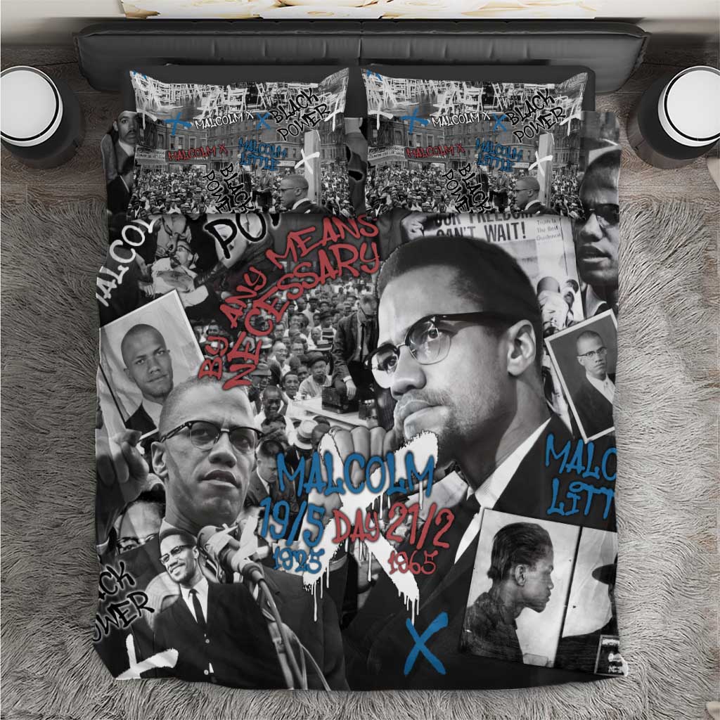 Malcolm X Bedding Set Quotes Dates and Black History Activist Theme - Wonder Print Shop