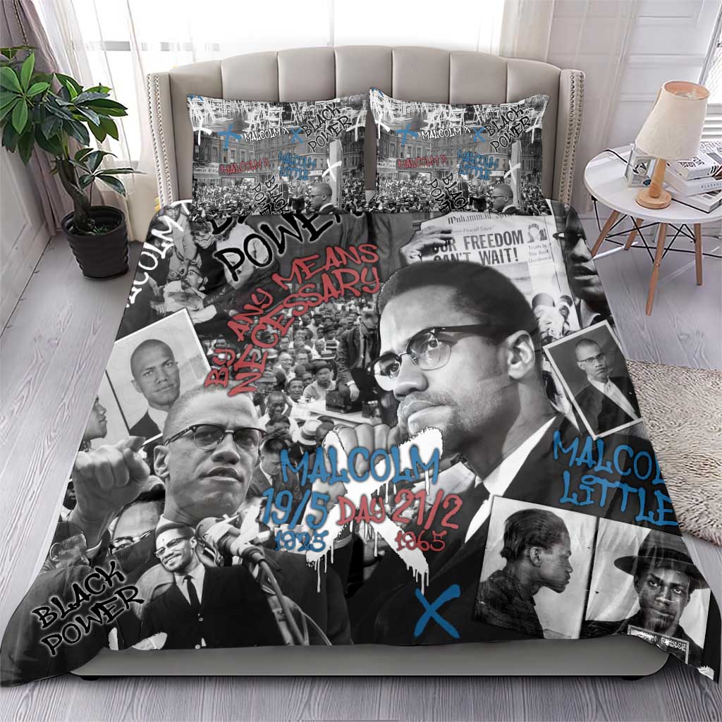 Malcolm X Bedding Set Quotes Dates and Black History Activist Theme - Wonder Print Shop