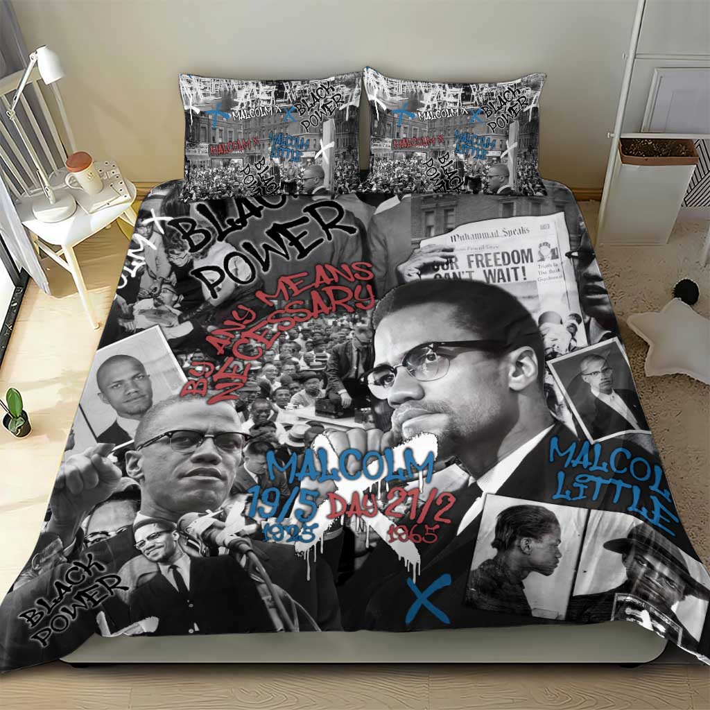 Malcolm X Bedding Set Quotes Dates and Black History Activist Theme - Wonder Print Shop