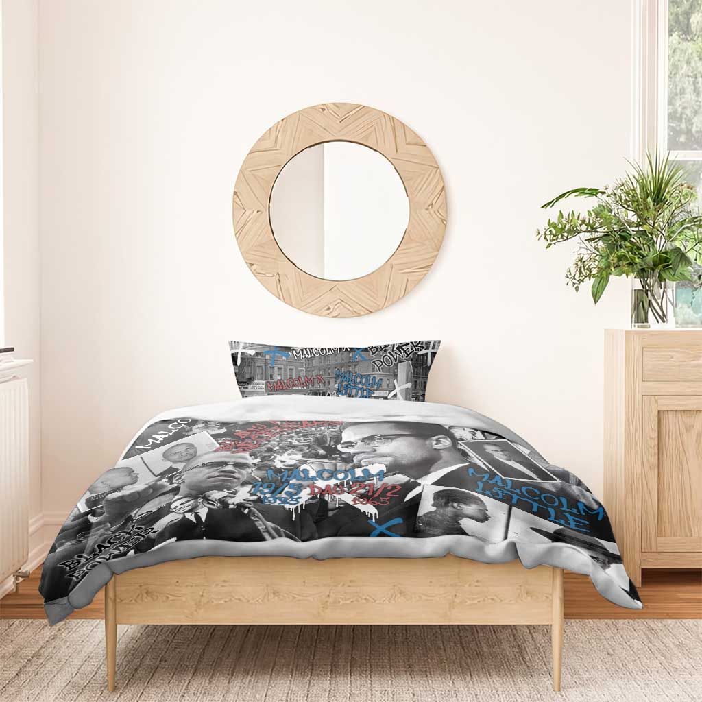 Malcolm X Bedding Set Quotes Dates and Black History Activist Theme - Wonder Print Shop