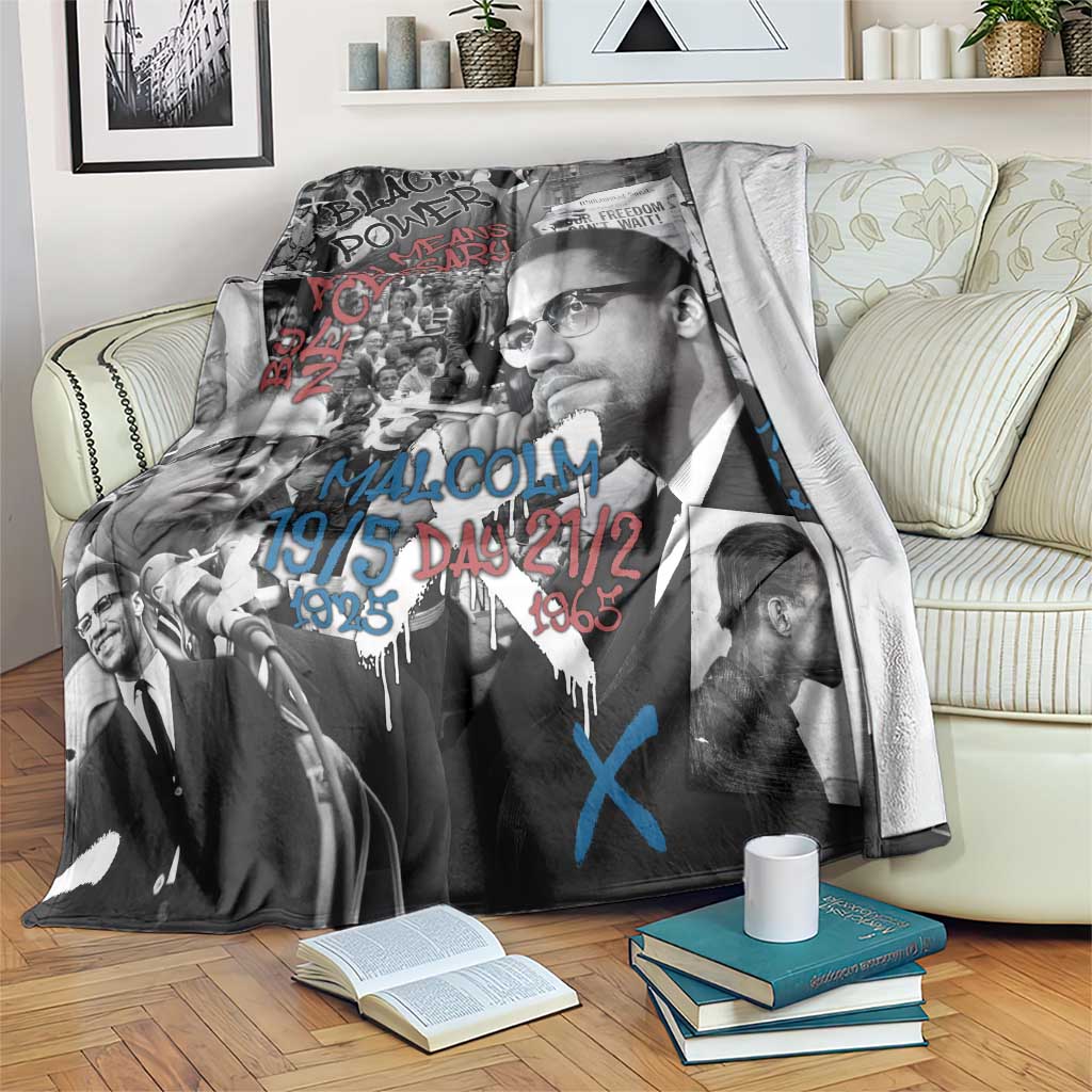 Malcolm X Blanket Quotes Dates and Black History Activist Theme - Wonder Print Shop