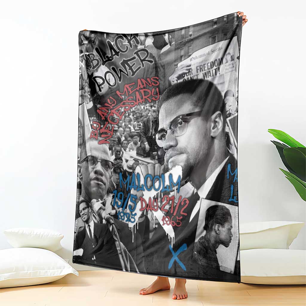Malcolm X Blanket Quotes Dates and Black History Activist Theme - Wonder Print Shop