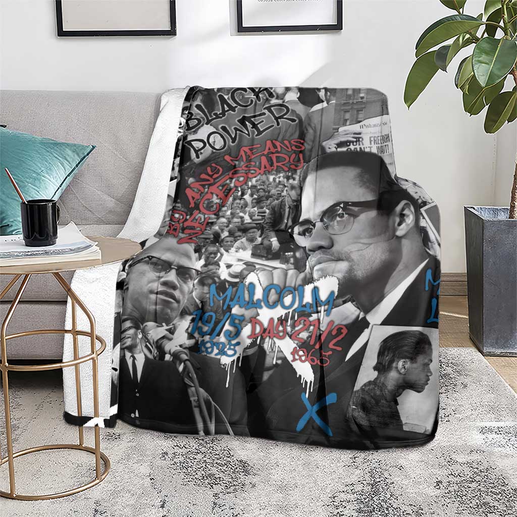 Malcolm X Blanket Quotes Dates and Black History Activist Theme - Wonder Print Shop