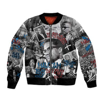 Malcolm X Bomber Jacket Quotes Dates and Black History Activist Theme - Wonder Print Shop