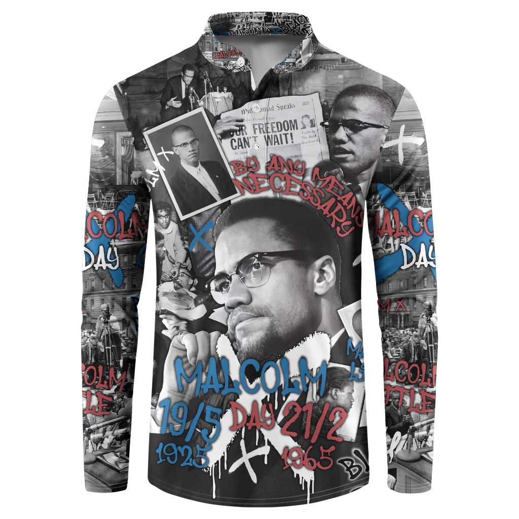 Malcolm X Button Sweatshirt Quotes Dates and Black History Activist Theme - Wonder Print Shop