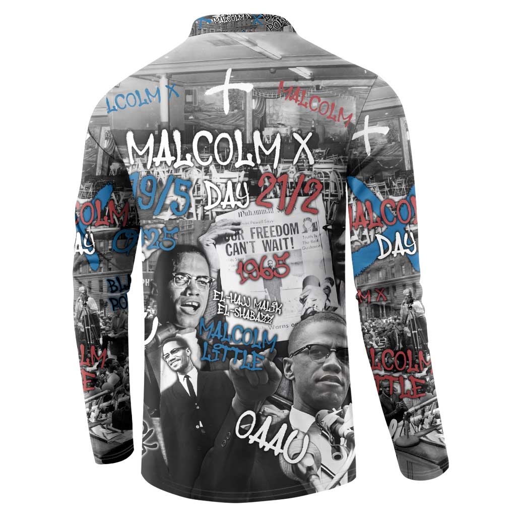 Malcolm X Button Sweatshirt Quotes Dates and Black History Activist Theme - Wonder Print Shop