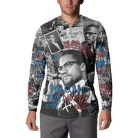 Malcolm X Button Sweatshirt Quotes Dates and Black History Activist Theme - Wonder Print Shop