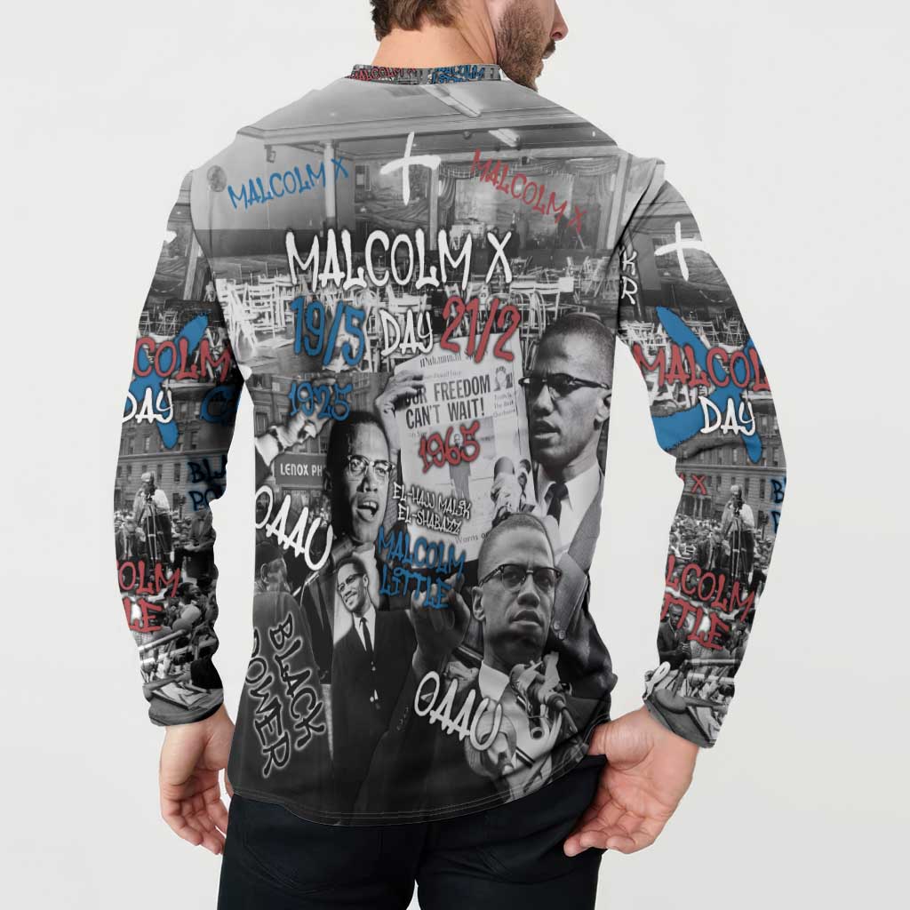 Malcolm X Button Sweatshirt Quotes Dates and Black History Activist Theme - Wonder Print Shop