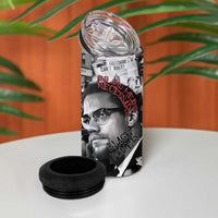 Malcolm X 4 in 1 Can Cooler Tumbler Quotes Dates and Black History Activist Theme - Wonder Print Shop