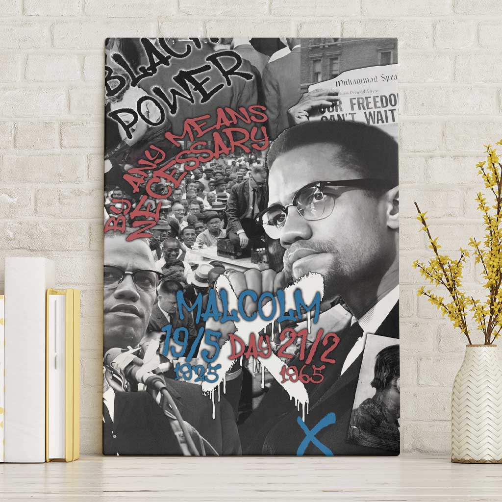Malcolm X Canvas Wall Art Quotes Dates and Black History Activist Theme - Wonder Print Shop