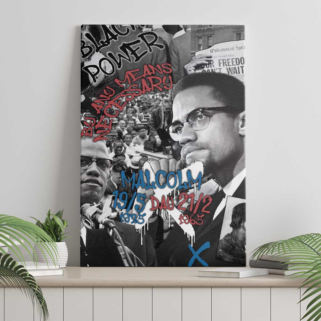 Malcolm X Canvas Wall Art Quotes Dates and Black History Activist Theme - Wonder Print Shop