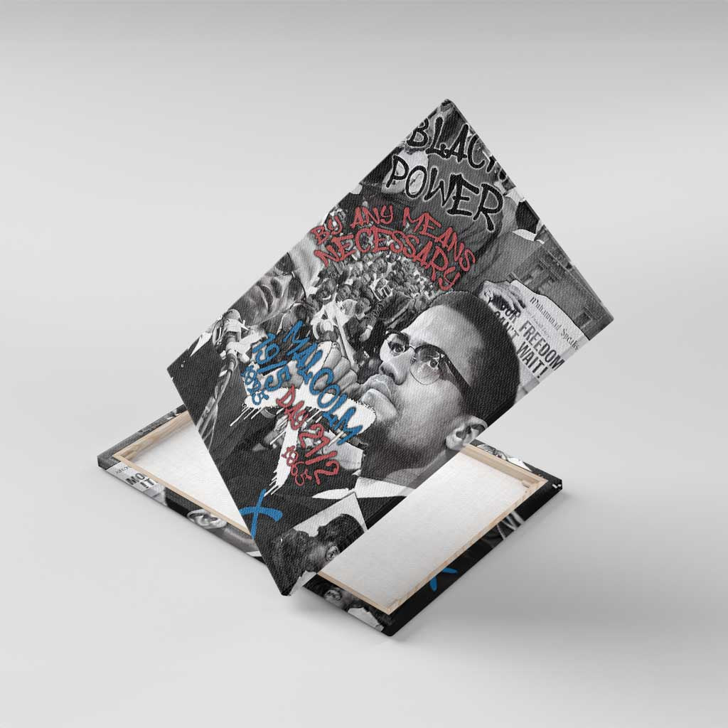 Malcolm X Canvas Wall Art Quotes Dates and Black History Activist Theme - Wonder Print Shop