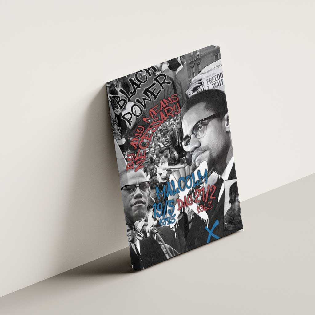 Malcolm X Canvas Wall Art Quotes Dates and Black History Activist Theme - Wonder Print Shop