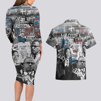 Malcolm X Couples Matching Long Sleeve Bodycon Dress and Hawaiian Shirt Quotes Dates and Black History Activist Theme - Wonder Print Shop