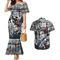 Malcolm X Couples Matching Mermaid Dress and Hawaiian Shirt Quotes Dates and Black History Activist Theme - Wonder Print Shop