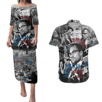 Malcolm X Couples Matching Puletasi and Hawaiian Shirt Quotes Dates and Black History Activist Theme - Wonder Print Shop
