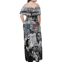 Malcolm X Family Matching Off Shoulder Maxi Dress and Hawaiian Shirt Quotes Dates and Black History Activist Theme - Wonder Print Shop