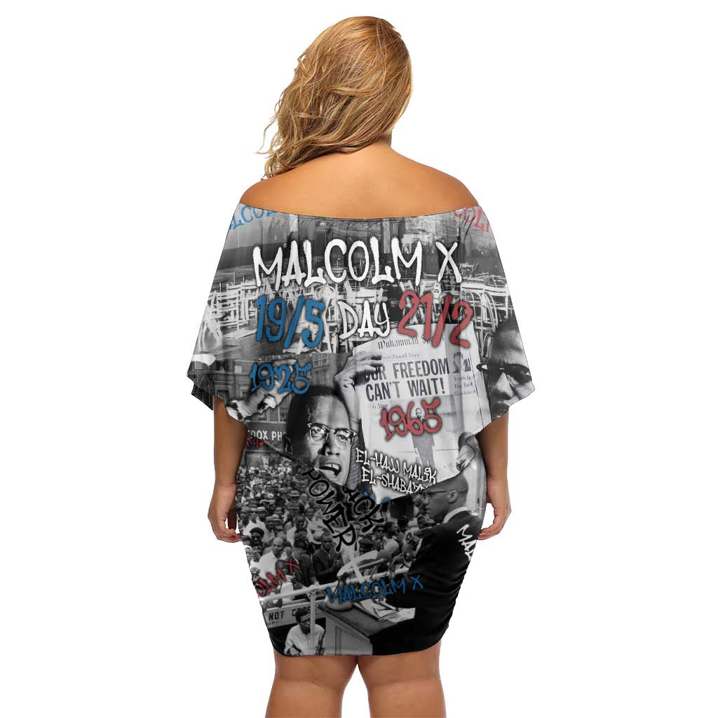 Malcolm X Family Matching Off Shoulder Short Dress and Hawaiian Shirt Quotes Dates and Black History Activist Theme - Wonder Print Shop