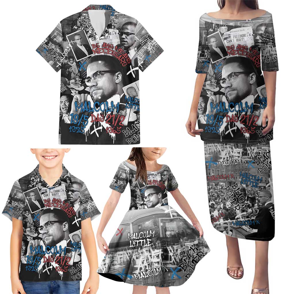 Malcolm X Family Matching Puletasi and Hawaiian Shirt Quotes Dates and Black History Activist Theme - Wonder Print Shop