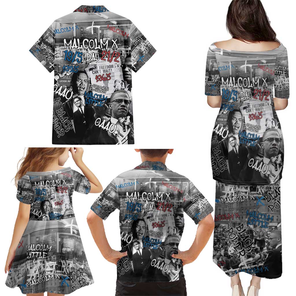 Malcolm X Family Matching Puletasi and Hawaiian Shirt Quotes Dates and Black History Activist Theme - Wonder Print Shop