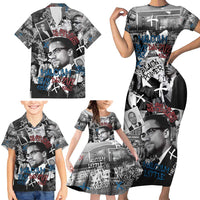 Malcolm X Family Matching Short Sleeve Bodycon Dress and Hawaiian Shirt Quotes Dates and Black History Activist Theme - Wonder Print Shop