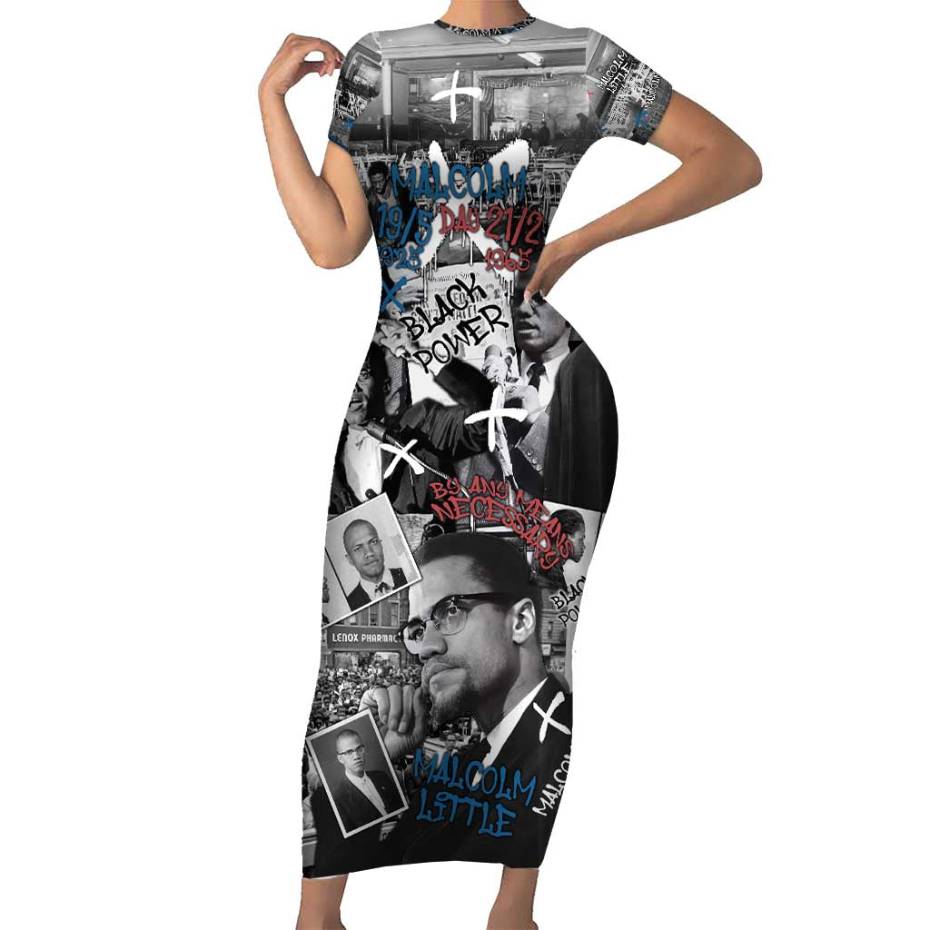 Malcolm X Family Matching Short Sleeve Bodycon Dress and Hawaiian Shirt Quotes Dates and Black History Activist Theme - Wonder Print Shop