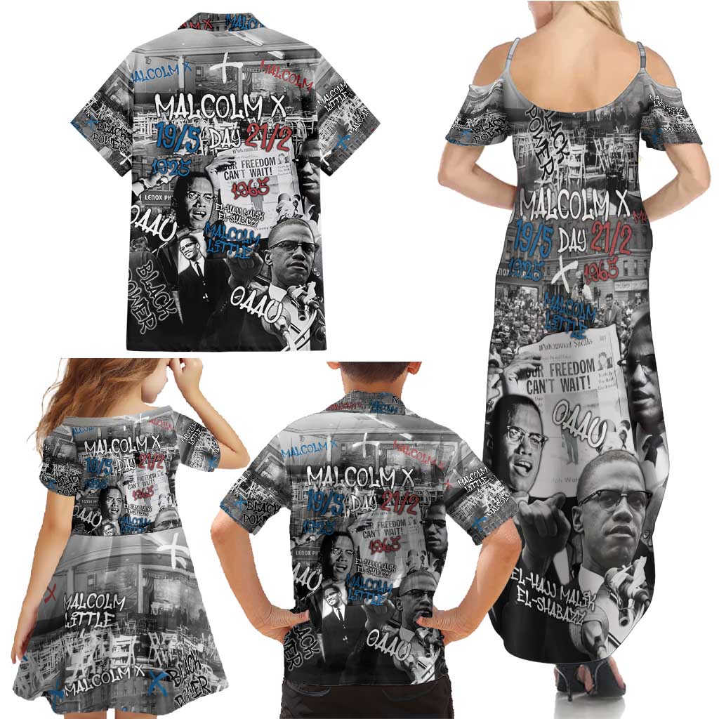 Malcolm X Family Matching Summer Maxi Dress and Hawaiian Shirt Quotes Dates and Black History Activist Theme - Wonder Print Shop