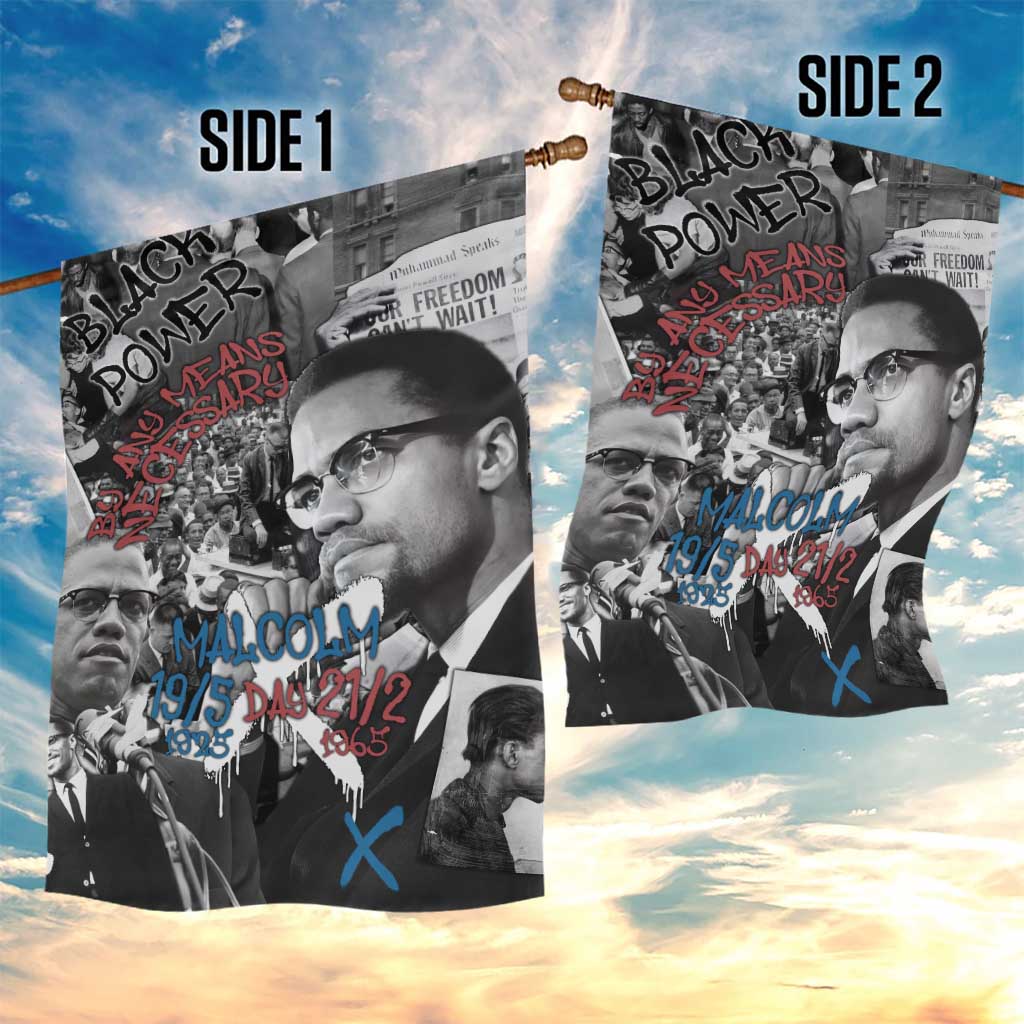 Malcolm X Garden Flag Quotes Dates and Black History Activist Theme - Wonder Print Shop