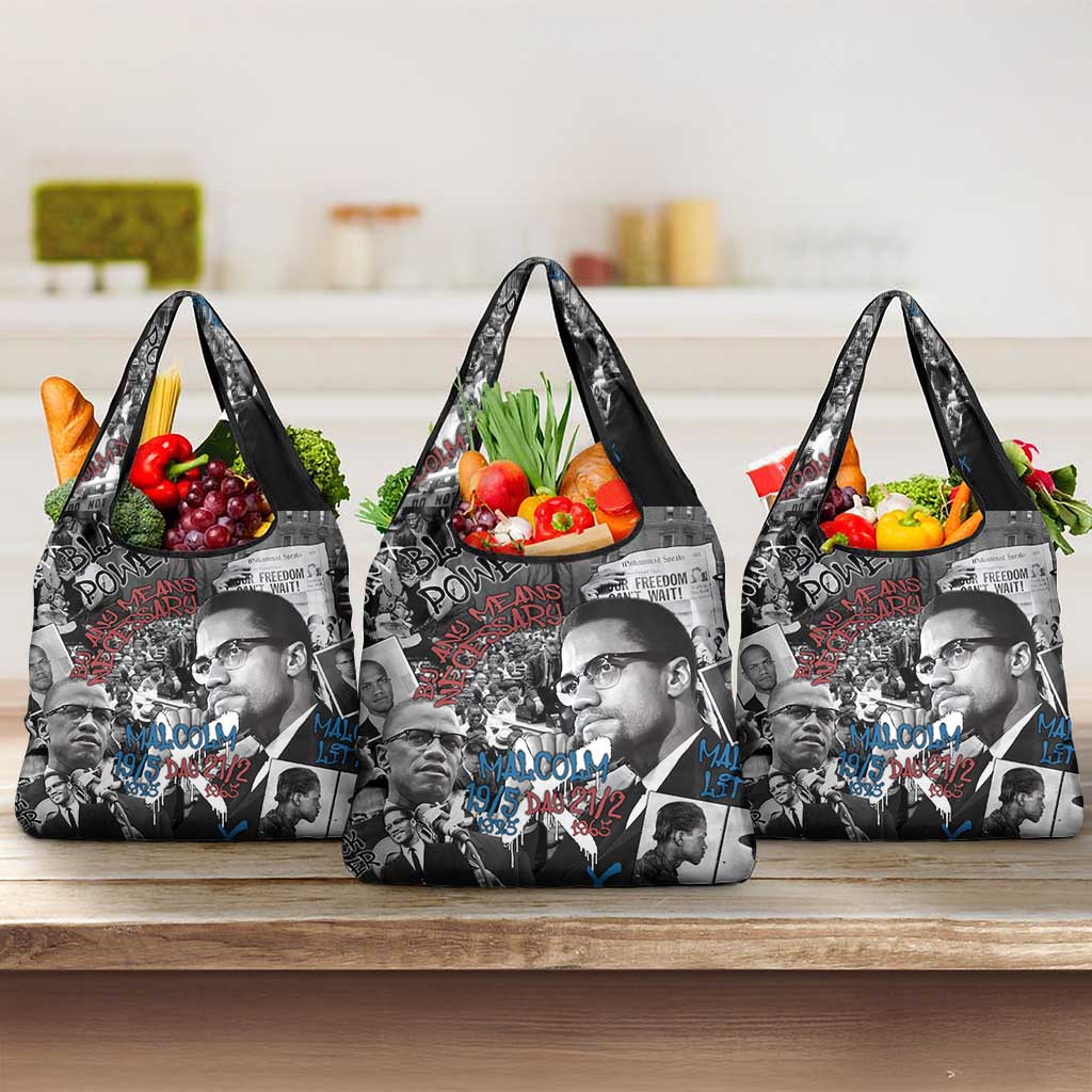 Malcolm X Grocery Bag Quotes Dates and Black History Activist Theme - Wonder Print Shop