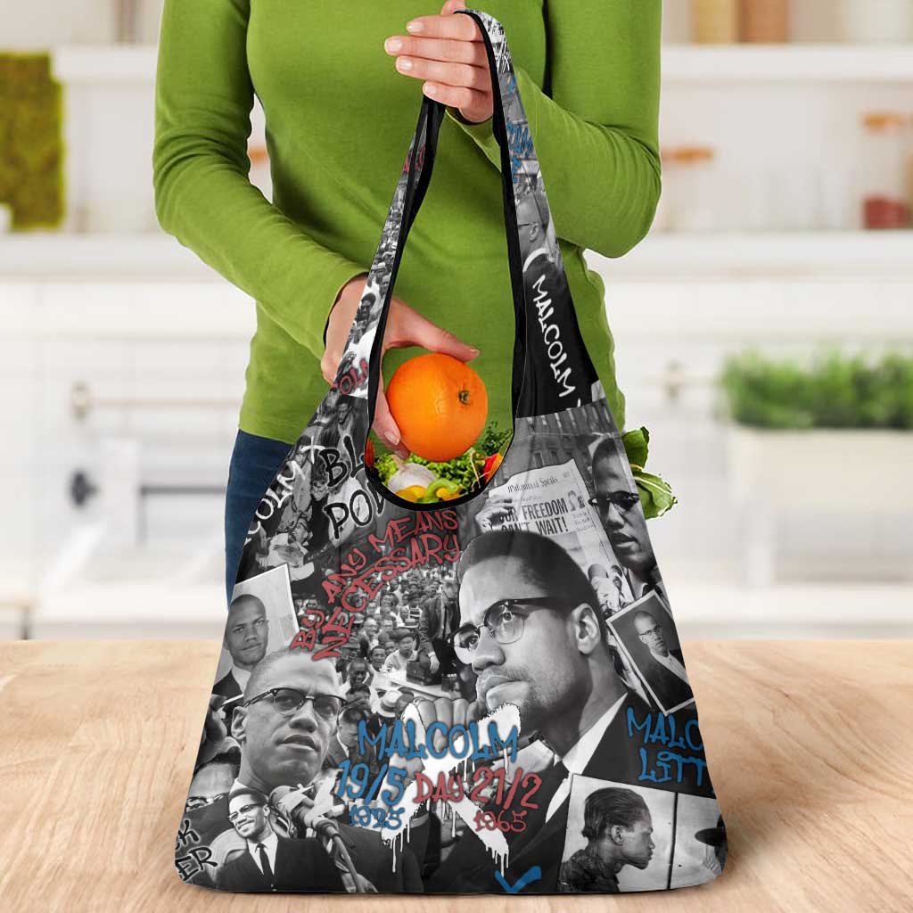 Malcolm X Grocery Bag Quotes Dates and Black History Activist Theme - Wonder Print Shop