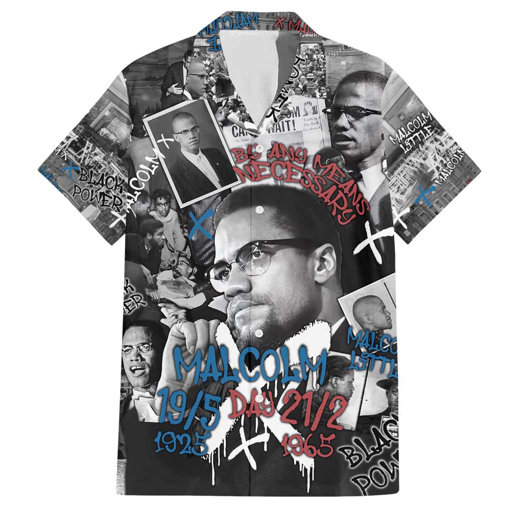 Malcolm X Hawaiian Shirt Quotes Dates and Black History Activist Theme - Wonder Print Shop