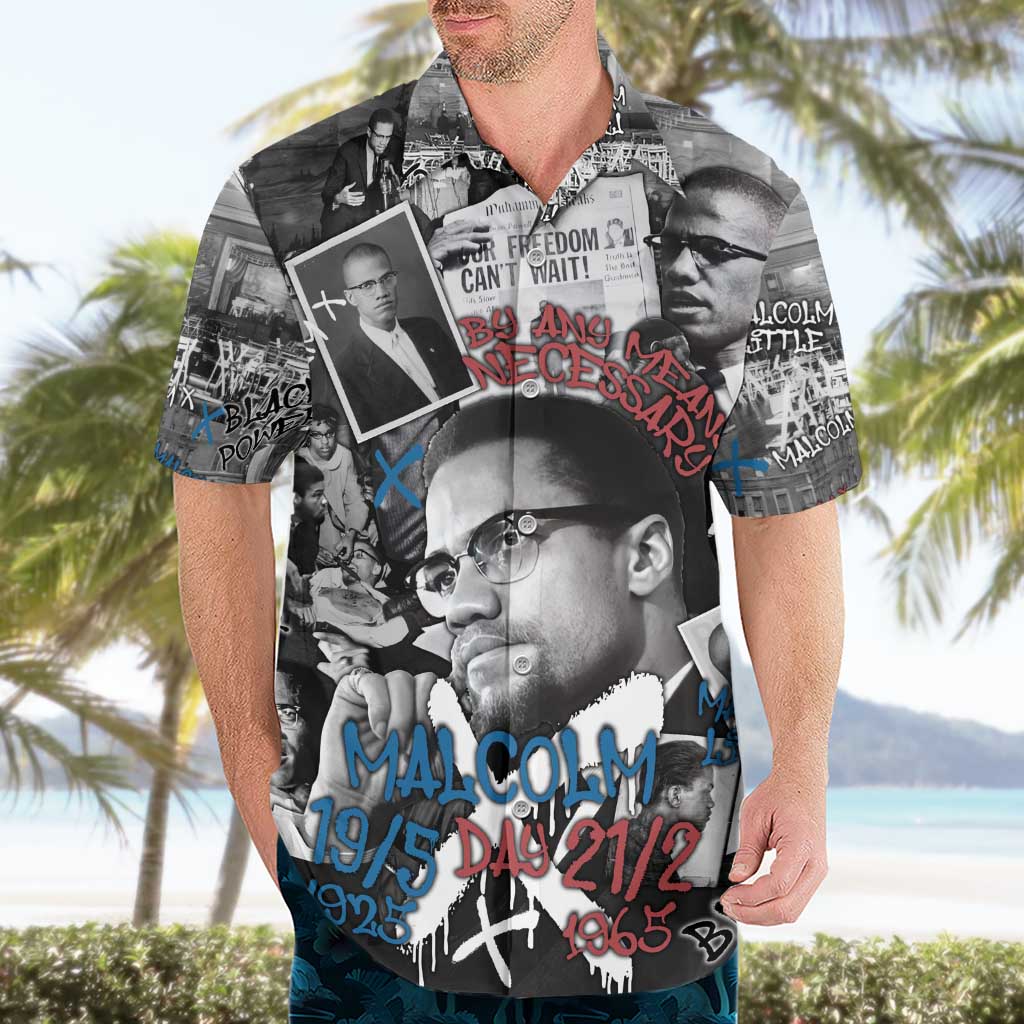 Malcolm X Hawaiian Shirt Quotes Dates and Black History Activist Theme - Wonder Print Shop