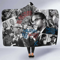 Malcolm X Hooded Blanket Quotes Dates and Black History Activist Theme - Wonder Print Shop