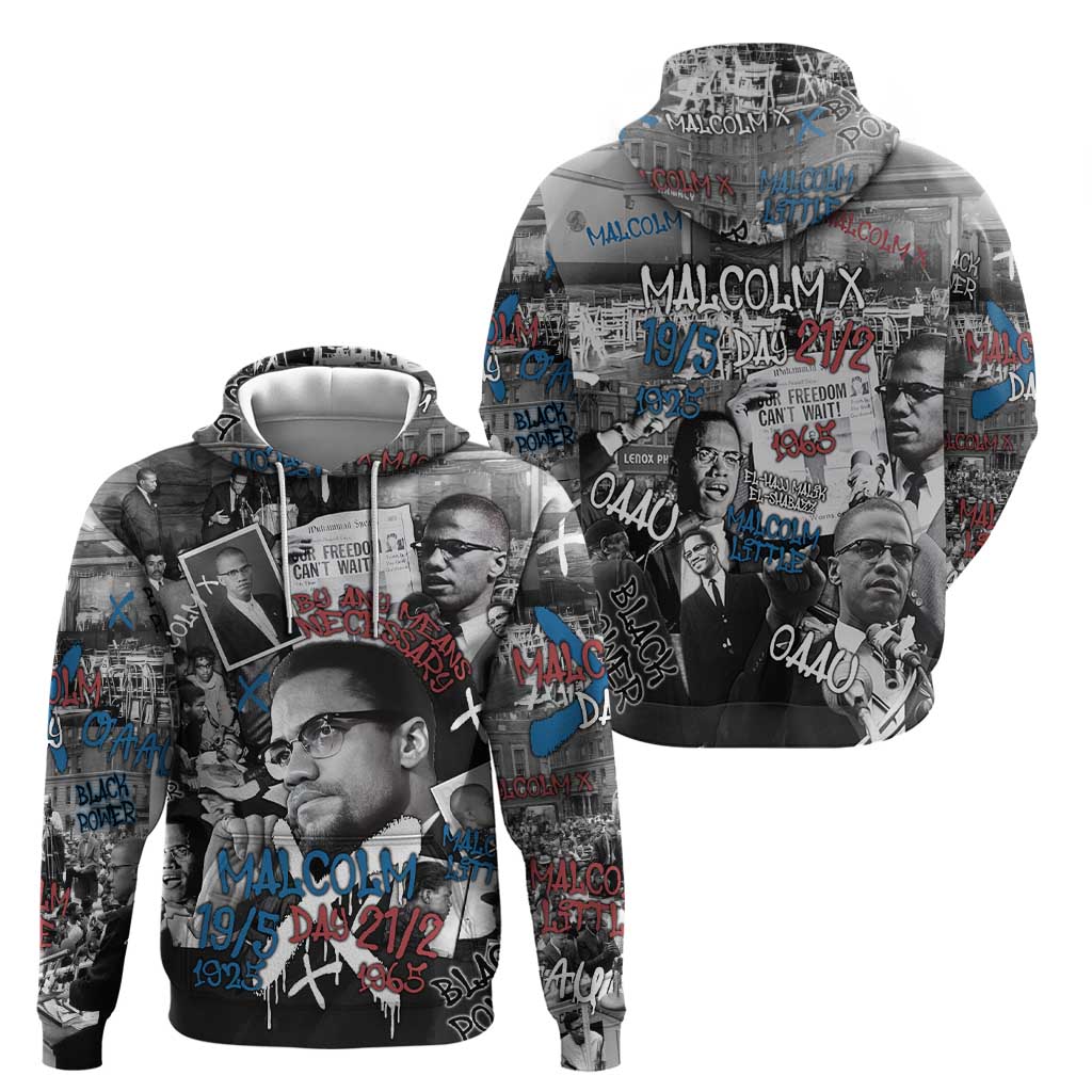 Malcolm X Hoodie Quotes Dates and Black History Activist Theme - Wonder Print Shop