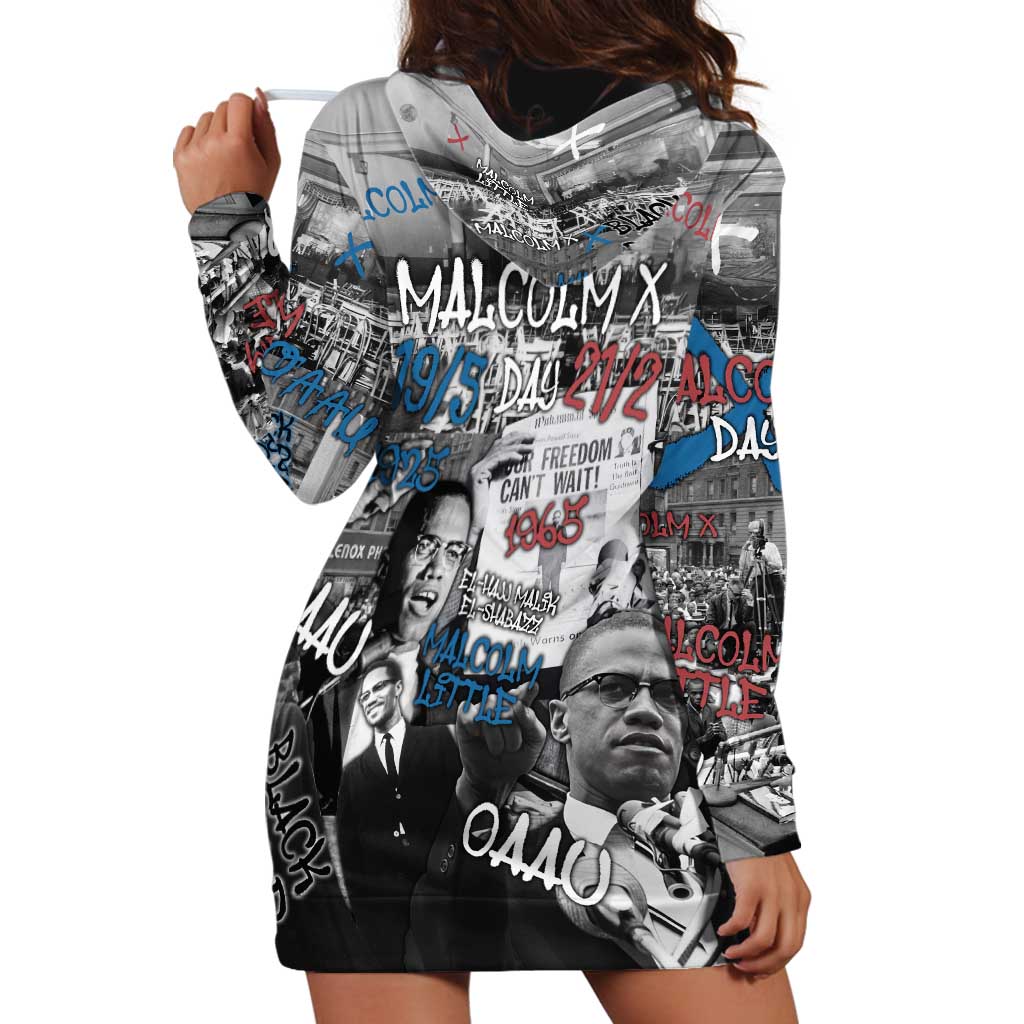 Malcolm X Hoodie Dress Quotes Dates and Black History Activist Theme - Wonder Print Shop