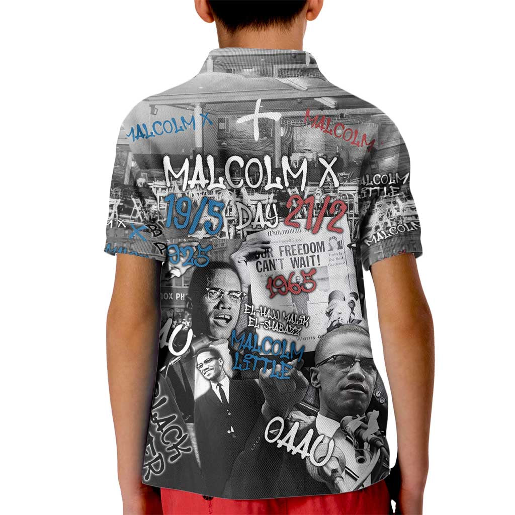 Malcolm X Kid Polo Shirt Quotes Dates and Black History Activist Theme - Wonder Print Shop