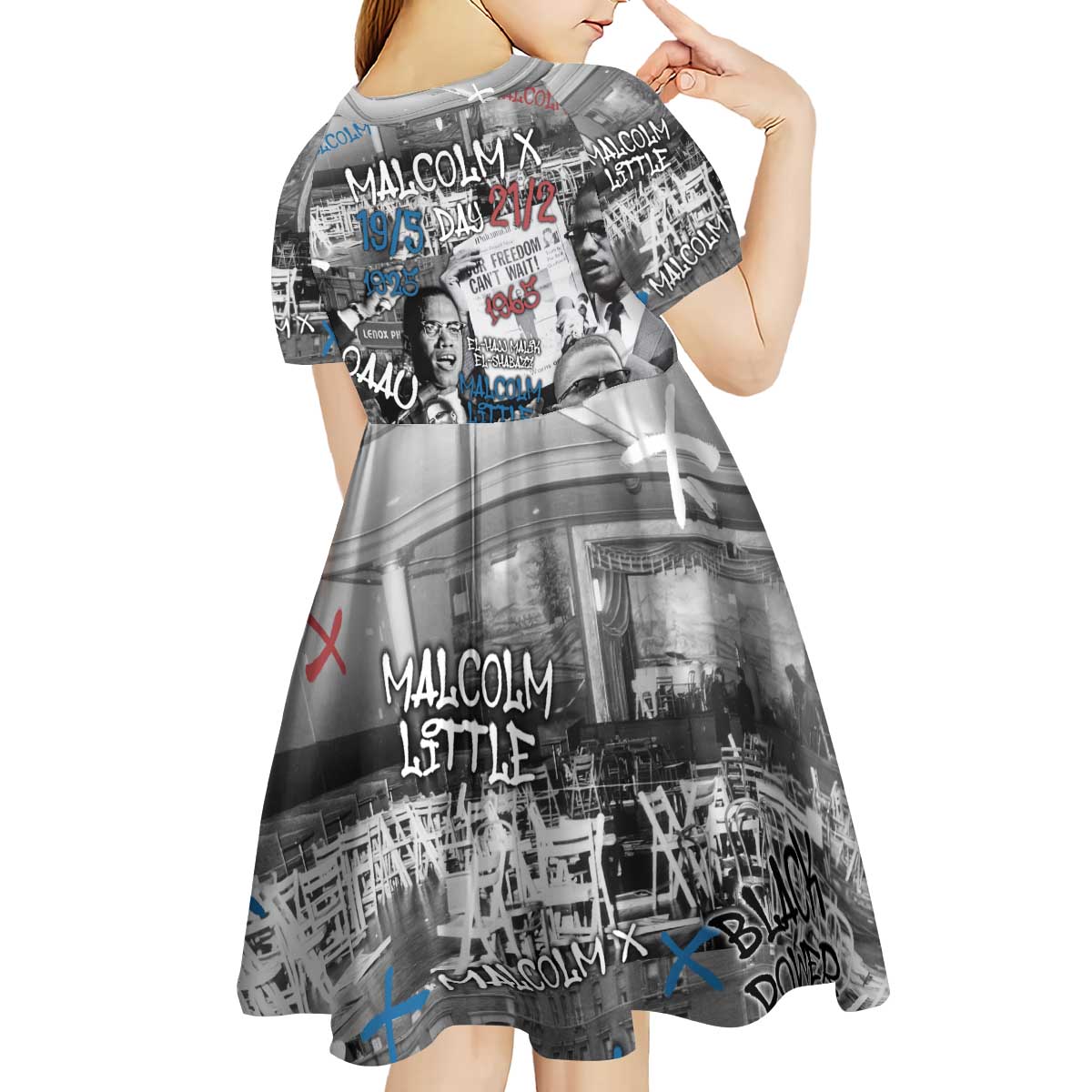 Malcolm X Kid Short Sleeve Dress Quotes Dates and Black History Activist Theme - Wonder Print Shop